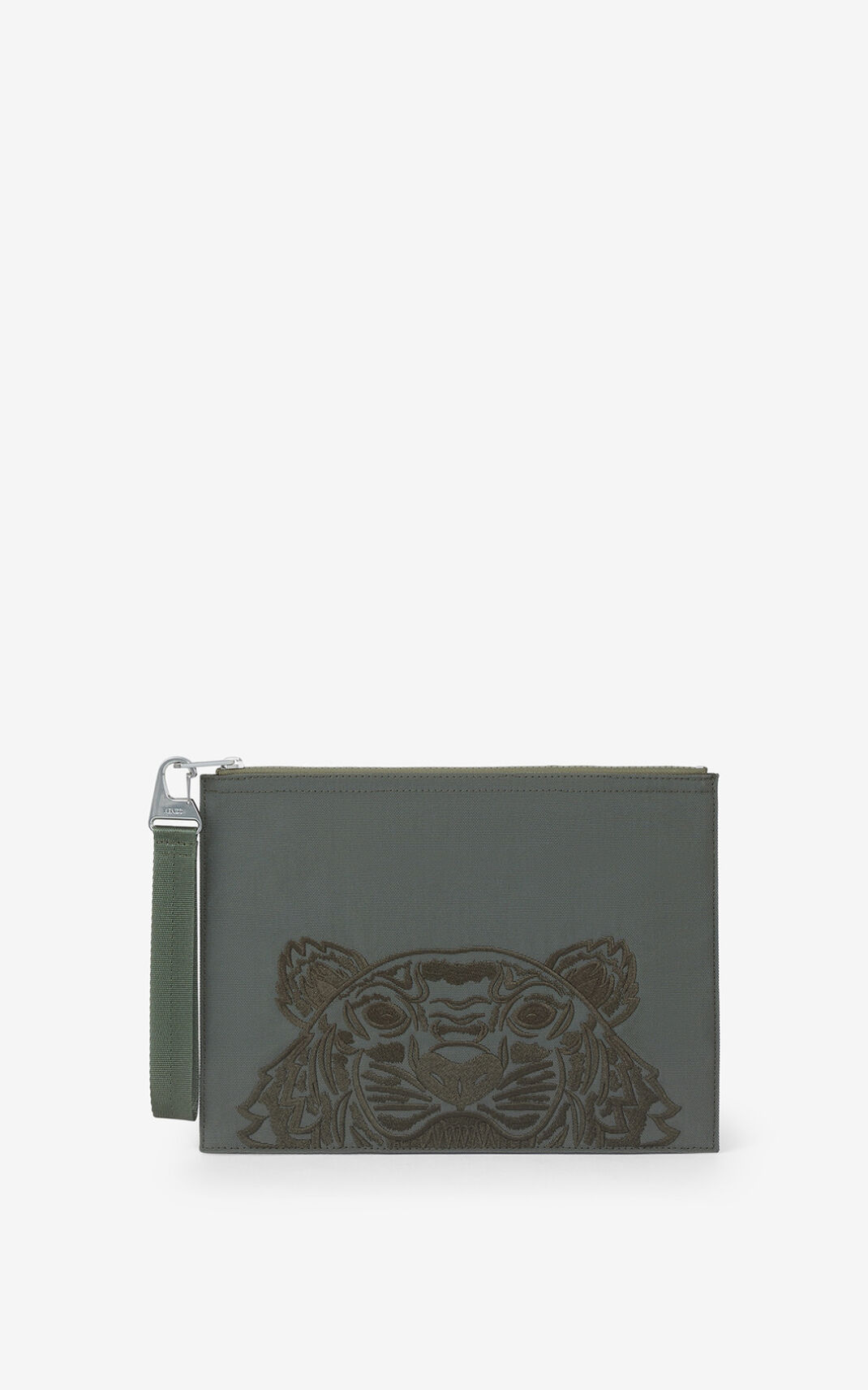 Kenzo Large canvas Kampus Tiger Clutch Light Grey For Mens 8205YUCTA